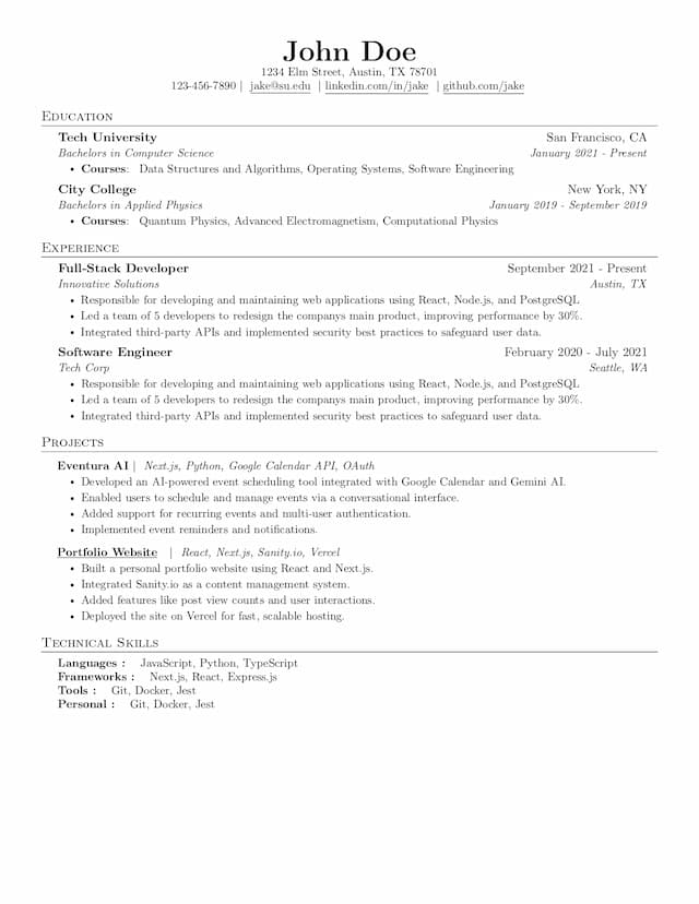 Sample Resume 3